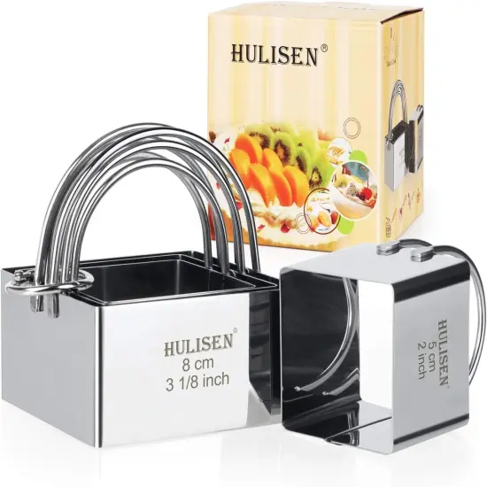 4-Piece Square Biscuit Cutter Set - Stainless Steel with Handle {4}
