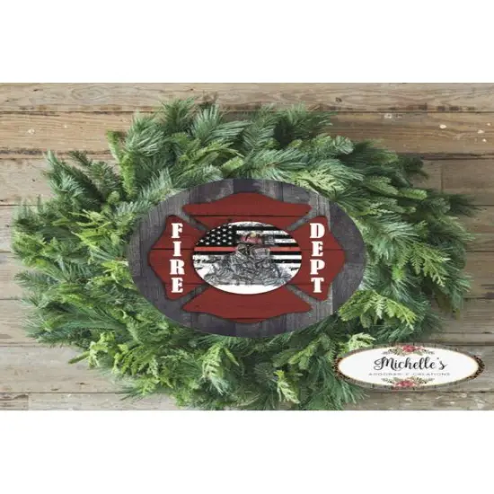 Fire Department Thin Red Line Round Sign {3}