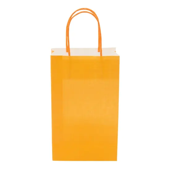 BLUE PANDA 25-Pack Orange Gift Bags with Handles, 5.5x3.2x9-Inch Paper Goodie Bags for Party Favors and Treats, Birthday Party Supplies {5}
