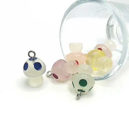 1, 4, 20 or 50 Pieces: Colorful 3D Mushroom Charms {1}