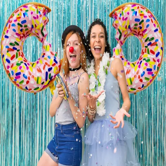 2PCS Donut Balloons Birthday Party Decorations Doughnut Foil Aluminum Balloon for Baby Shower Happy Birthday Graduation Party Supplies {4}