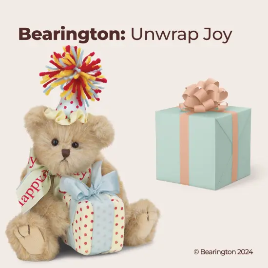 Bearington Happy Birthday Plush Suffed Animal Teddy Bear, 10", For Ages 3-14 Brown {5}