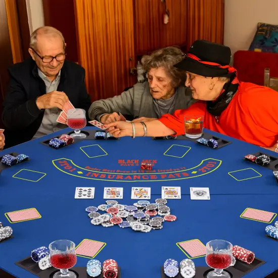 Felt Folding Portable Poker Table Top with Cup Holders and Chip Trays Blue {3}