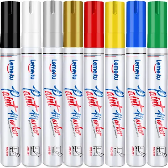 Paint Markers 8 Pack, Permanent paint markers Oil-Based Paint Pens With Medium Tips, Fast Drying and Waterproof. Suitable for Metal, Rock, Wood, Fabric, Plastic, Canvas, Mugs, Stone, Glass {1}