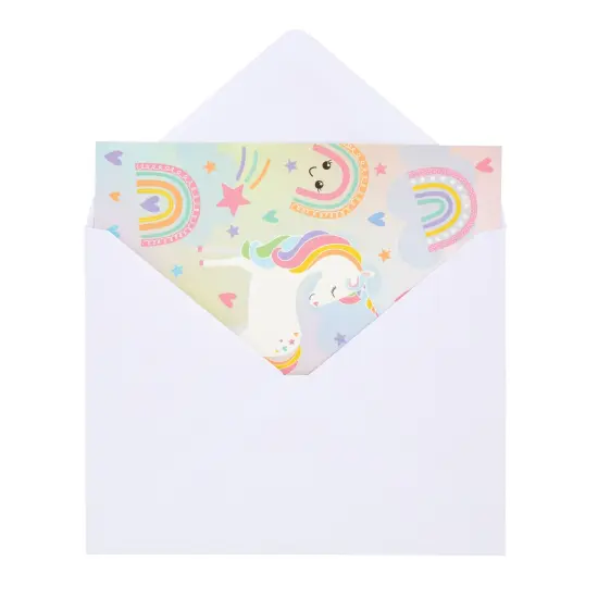 36 Pack Unicorn Fill In the Blank Thank You Cards with Envelopes, Kids Greeting Cards (5.5 x 4.2 Inches) Multicolor {4}
