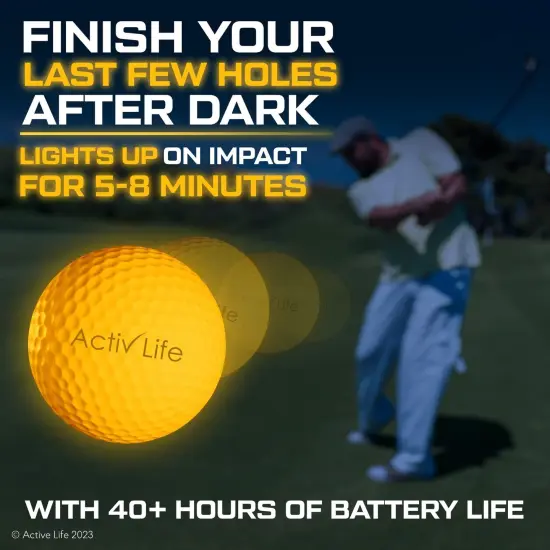 LED Golf Balls (3 Yellow) Best Glow in the Dark Golfer Gifts for Men and Women Night Golfing Unique Novelty Cool Birthday Dad Presents Light Up Fun Stuff Trick Gadgets Orange {2}
