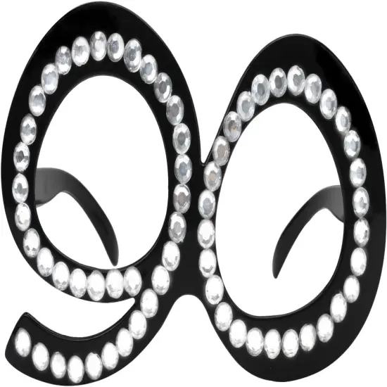 90th Birthday Glasses - Funny Photo Booth Props for Anniversary Celebration Decoration, Plastic Frame with Crystal Party Favors, Novelty Eyewear for Kids and Adults 6 Pack {4}