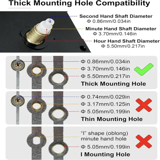 Clock Kit Mechanism Replacement 12mm/0.47in Thread Length (Thick Shaft, 227S, 3 Set) Noiseless Sweep Movement Push-On Motors Watchmaking Accessories Mechanic Wall Cuckoo Parts Spare Axis Repairs {4}