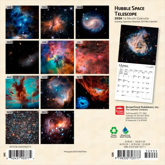 Hubble Space Telescope | 2026 7 x 14 Inch (Hanging) Monthly Mini Wall Calendar {2}
