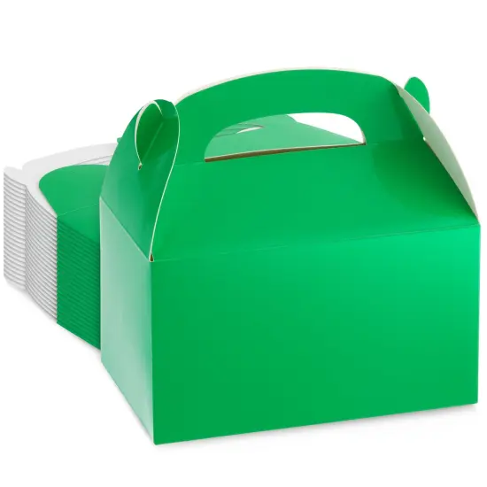 24-Pack Green Gable Boxes - Green Party Boxes for Kids Birthday, Party Favors, Candy, Goodies, Treats (6.2x3.5x3.6 In) {1}