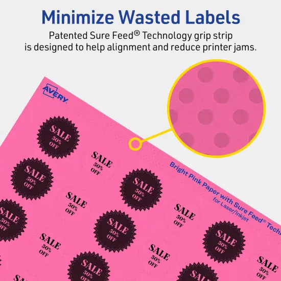 Avery Bright Pink Paper Labels, 1" Starburst {4}