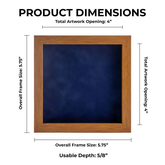Warm Honey Brown Wood Shadow Box Frame with Acrylic Front - Navy Blue Suede Backing, 30 Sizes {1}