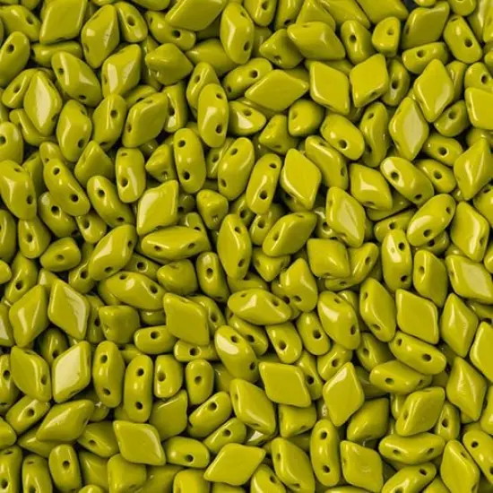 Matubo 2-Hole Czech Glass Opaque Gemduo Beads, 50g Green {1}