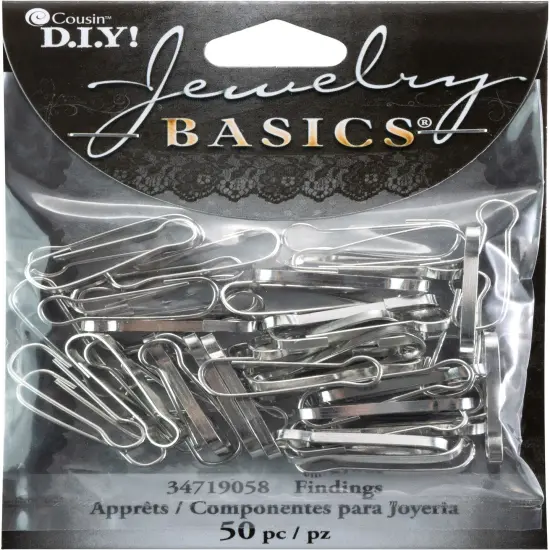 CousinDIY Jewelry Basics Metal Findings 50/Pkg-Silver Lanyard Hooks {1}