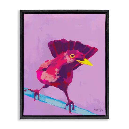 Stupell Industries Vivid Perched Bird Framed Floater Canvas Wall Art Design by Ania Zwara {1}