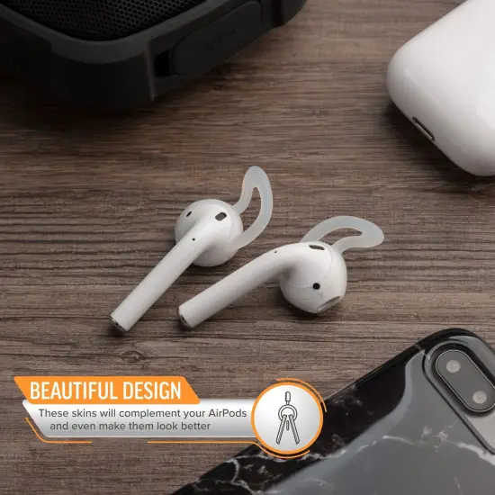 1 Pair for Airpods Ear Hooks Fit in Case, Protective Soft Silicone Earhooks Wraps Rubber Hooked Earphones Headphones Headset EarPods Earbuds Skin Ears Tips for Airpods 1 & Airpods 2 , Clear by Insten {5}