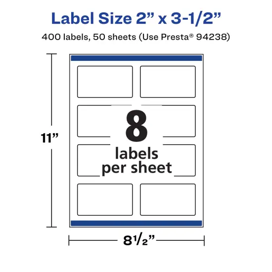 Avery Matte White Rectangle Labels, 2" x 3.5" {5}