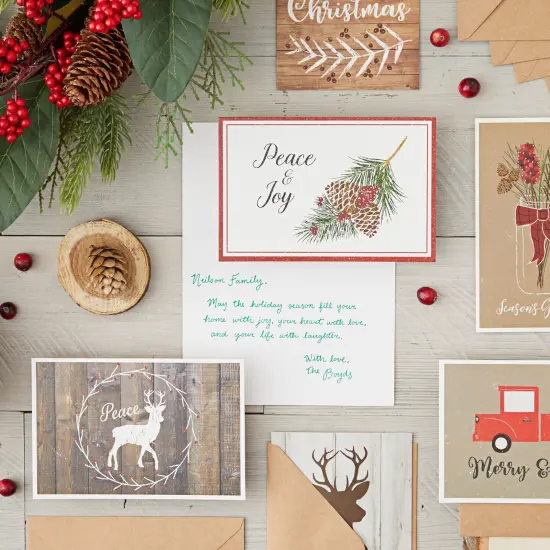 Sustainable Greetings 48 Pack Merry Christmas Cards with Envelopes for Sending Holiday Wishes, 4x6 Festive Season Greeting Cards for Xmas, 6 Rustic Designs Multicolor {2}