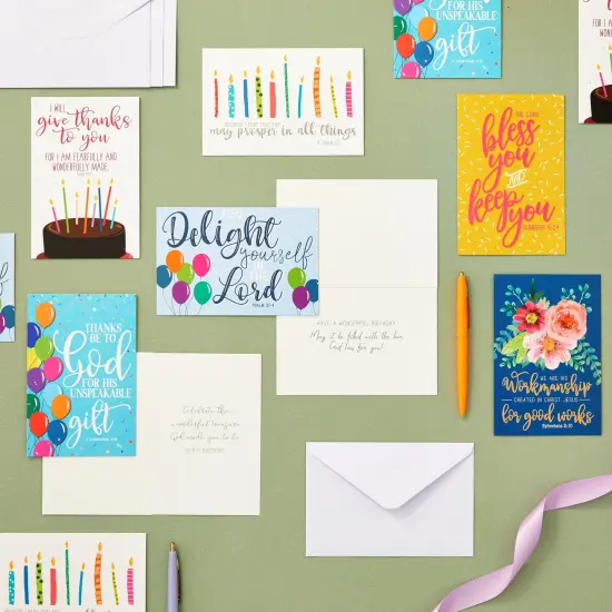 48 Pack Religious Christian Birthday Cards Bulk Set with Envelopes, Bible Verse Design (4 x 6 In) {3}