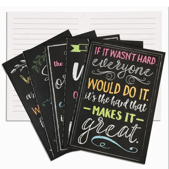 12 Pack Small Inspirational Notebooks with Growth Mindset Quotes - Pocket Size - Motivational Journal Notepads for Students, School, Office, Employee Gifts (3.5x5 in) Black {6}