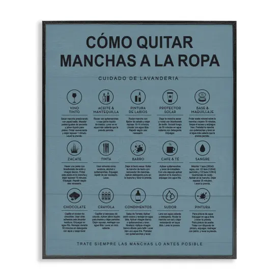 Stupell Industries Gu&iacute;a de Limpieza de Manchas, Azul Framed Giclee Art Black Framed {7}