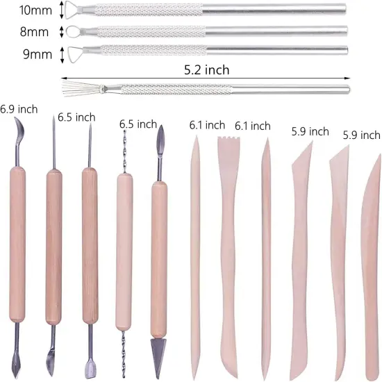 25Pcs Pottery Sculpting Tools Set with Plastic Case for Ceramic Modeling Carving {3}