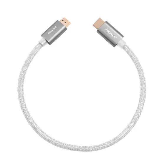 Insten - 1.5 Feet HDMI Male to Male Cable, 2.1 Version, 8K 60Hz, 48Gbps, Gold Connectors, Nylon Braided, White {7}
