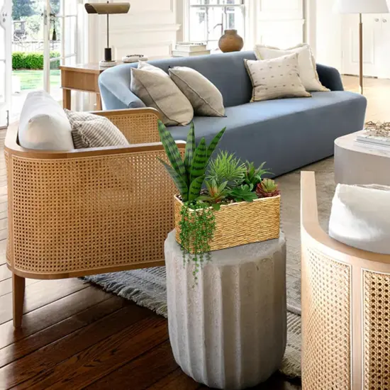 Artificial Succulent Plant Arrangement Centerpiece Assorted Fake Snake Succulents in Rectangular Woven Basket 12" Faux Potted Succulents for Indoor Home Office Table Windowsill Shelf Decor {4}