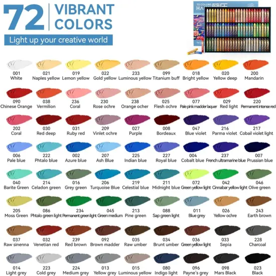 Oil Pastel, 72 Vibrant Colors Soft Oil Pastel Set, Creamy texture Easy to Blend Oil Pastels professional, Bullet Heads Oil Pastels for Artists, Painting, Drawing, Beginners (New Packaging) {3}