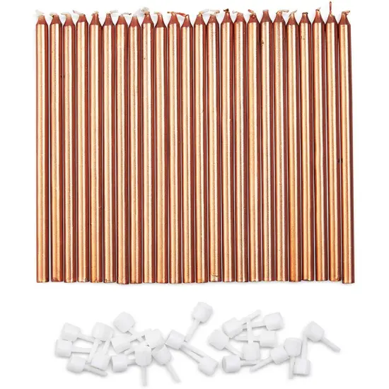 Eighteen Birthday Cake Topper Letters with Thin Candles and Holders (32 Pack) Pink {6}