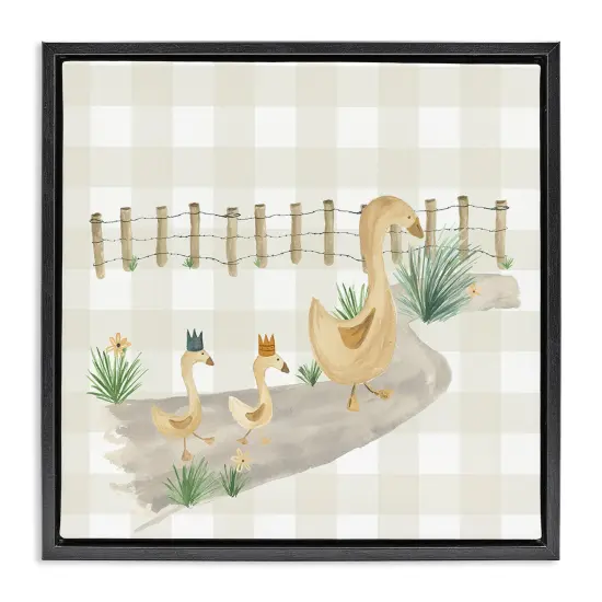 Stupell Industries Duck Family Strolling Framed Floater Canvas Wall Art Design by Lucille Price {1}