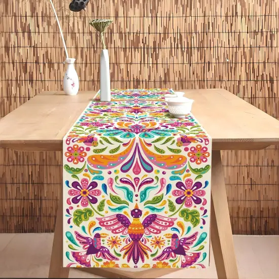 Mexican Otomi Table Runner Cinco De Mayo Fiesta Party Supply Dia De Los Muertos Decoration Home Kitchen Altar Ofrenda Decor (13" x 72") {3}