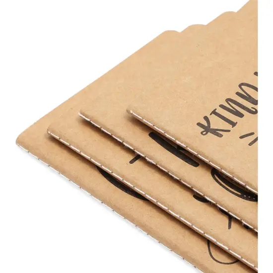 12 Pack Small Blank Pocket Notebook A6 - 6 Inspirational Kindness Quotes - 5.75 x 4 x 0.1 Brown Lined Kraft Paper Journals for Students to Write Stories, Classroom Supplies {6}