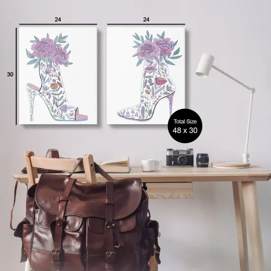 Stupell Industries Floral Stiletto Heel Boots 2 pc Canvas Wall Art Set Design by Melissa Wang {3}