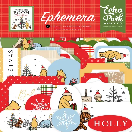 Echo Park Cardstock Ephemera-Icons, Winnie The Pooh Christmas {1}