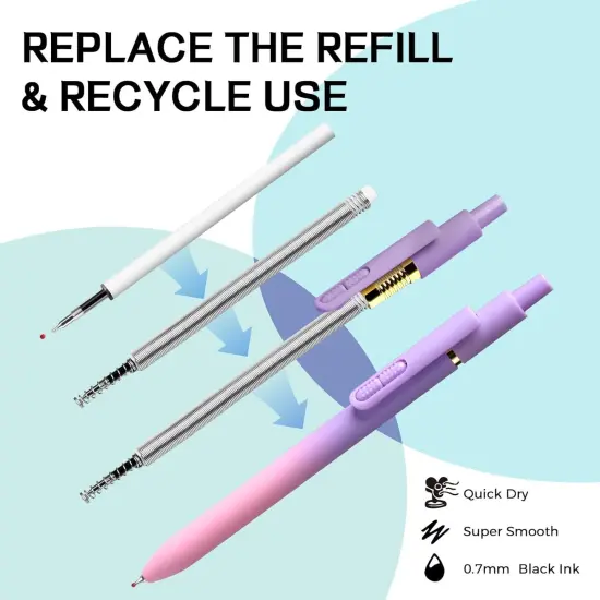 8pc Gel Pens 0.7mm Black Ink Medium Tip - Fast-Dry, No Bleed, Gradient Colors for Office & School {4}