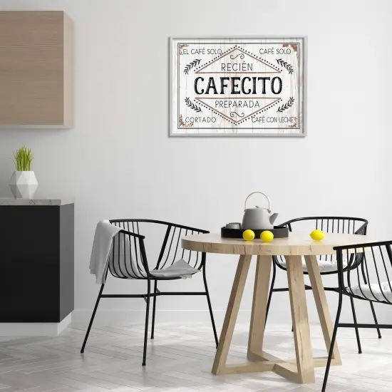 Stupell Industries Cafecito Reci&eacute;n Preparado Vintage Framed Giclee Art Gray Framed {2}