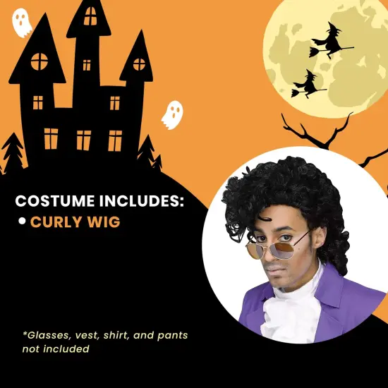 Purple Pain Rock Star Costume Wig Adult Men {5}