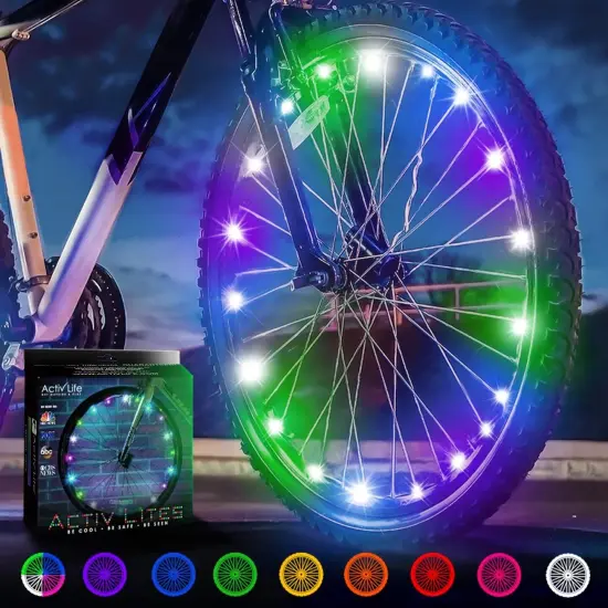 Activ Life LED Bike Wheel Lights with Batteries Included, Get 100% Brighter and Visible from All Angles for Ultimate Safety & Style (1 Tire Pack, Pastel) {1}