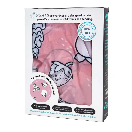 Grabease Allover Waterproof Bib for Self-Feeding Infants and Toddlers, Machine Washable, Ages 1-11 Months, Pink {5}