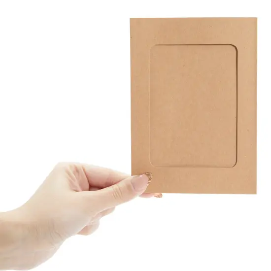 50 Pack Cardboard Picture Frames, 4x6 DIY Photo Hanging Kit with Wooden Clips and Paper String for Home Wall Decor Brown {5}