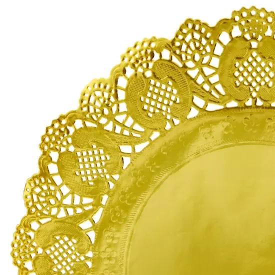 60 Pack Round Paper Placemats for Dining Table, Formal Events, Decorative Gold Lace Paper Doilies, Bulk Disposable Charger Plates for Cakes, Desserts, and Baked Goods (12 in) {5}