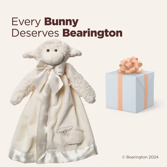 Bearington Baby Lamby Snuggler, 15 Inch White Lamb Plush Stuffed Animal Security Blanket Lovey for Babies, Baptism Gifts for Boys and Girls, For Ages 0-3 {5}