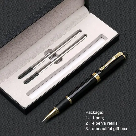 Ballpoint Pens Nice Ball Pen Best Gift for Men Professional Executive Office BallPens Classy Gift Box Ballpoint Black Refill Line width 0.5mm (Black) {3}