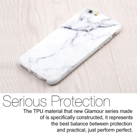 For iPhone 6 / 6s TPU Marble Stone Pattern Texture Visual IMD Shell Case Cover - White by Insten Clear {3}