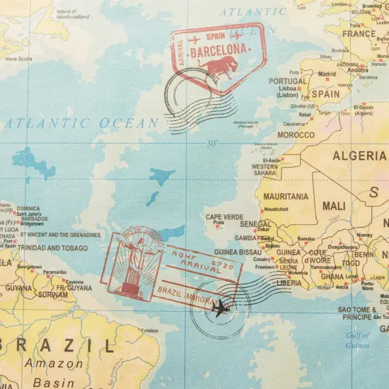 Blue Panda 36 Pack World Map Travel Favor Bags with Stickers Gift Bag for Travel Themed Party Decorations, Birthday Baby Shower Goodie Bags for Kids 8.7 x 5.15 x 5.15 inch {7}