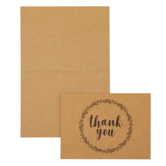 120 Pack 3.5x5-inch Bulk Kraft Thank You Cards with Envelopes - Blank Appreciation Gift Notes for Wedding, Teachers and Kids Brown {6}