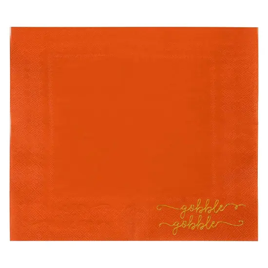 50 Pack Thanksgiving Cocktail Napkins Party Supplies Table Decorations, Gobble Gobble (5 x 5 In) Orange {6}
