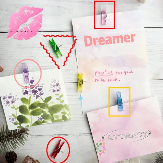 60 Pcs Push Pin Clips with Clips Pins Clips Creative Paper Clips Colorful Thumbtack Clips Plastic Push Pins for Christmas Cork Board Bulletin Boards Photos Walls Projects Drawings Map {4}