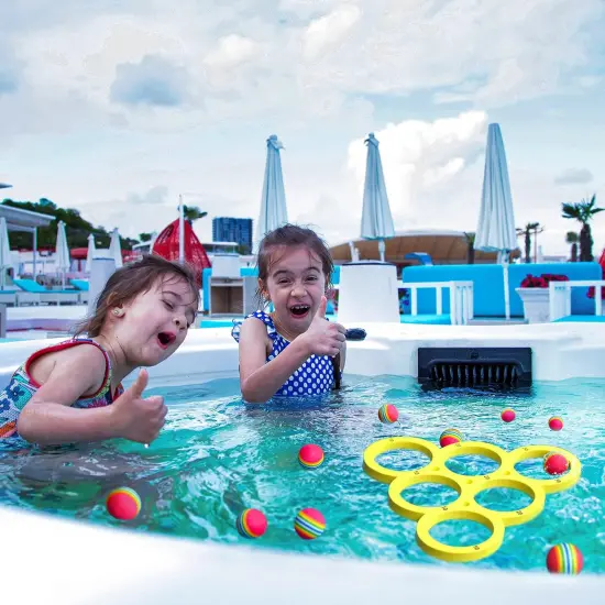 Pool Toys Games Set, Water Sports Toys for Pool Floating Throwing Games with 10 Rainbow Golf EVA Balls, Fun Gifts, Floating Pool Water Toys for Teens Adults and Family(Triangle) {2}